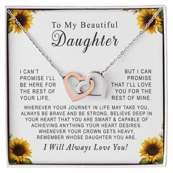 To My Beautiful Daughter Interlocking Hearts Necklace Gift From Mother or Father