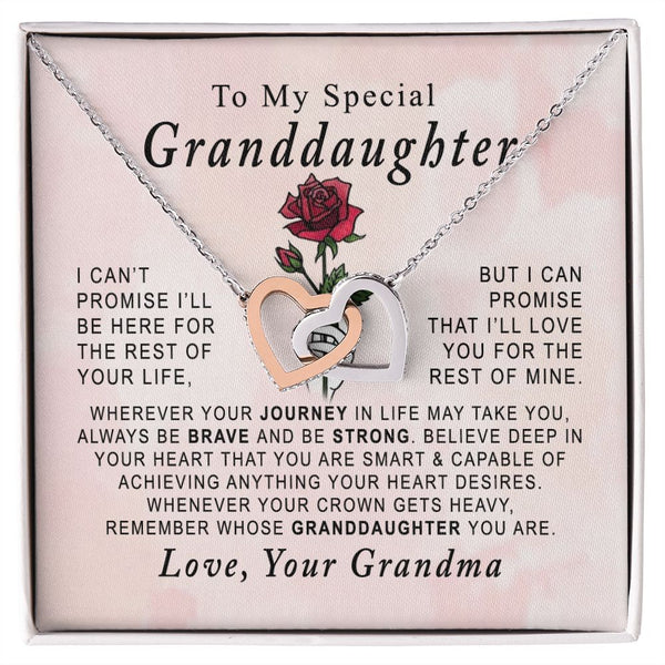 To My Special Granddaughter Interlocking Hearts Necklace Gift From Grandma