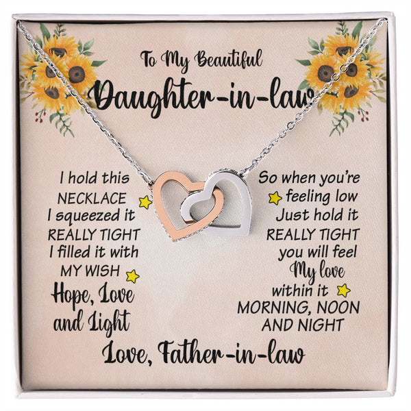 To My Beautiful Daughter-in-law Interlocking Hearts Necklace Gift From Father-in-law