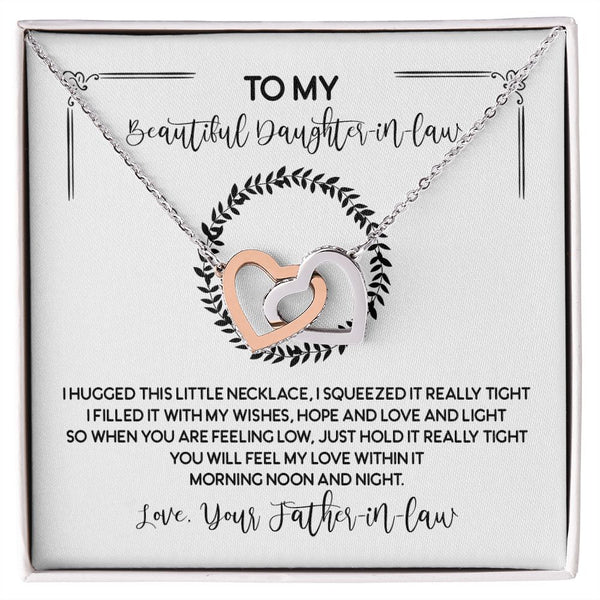 To My Beautiful Daughter-in-law Interlocking Hearts Necklace Gift From Father-in-law