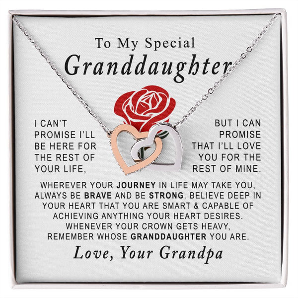 To My Special Granddaughter Interlocking Hearts Necklace Gift From Grandpa