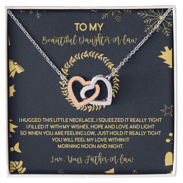 To My Beautiful Daughter-in-law Christmas Interlocking Hearts Necklace Gift From Father-in-law