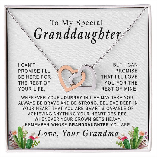 To My Special Granddaughter Interlocking Hearts Necklace Gift From Grandma