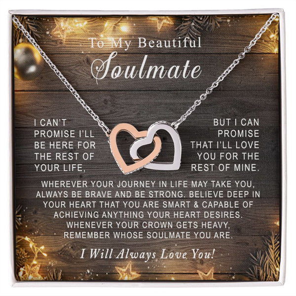 To My Beautiful Soulmate Christmas Interlocking Hearts Necklace Gift From Husband or Boyfriend