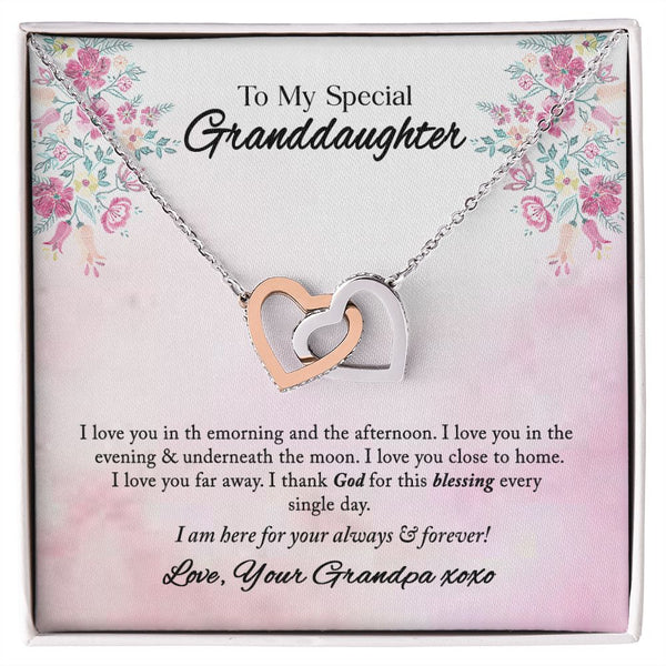 To My Special Granddaughter Interlocking Hearts Necklace Gift From Grandpa