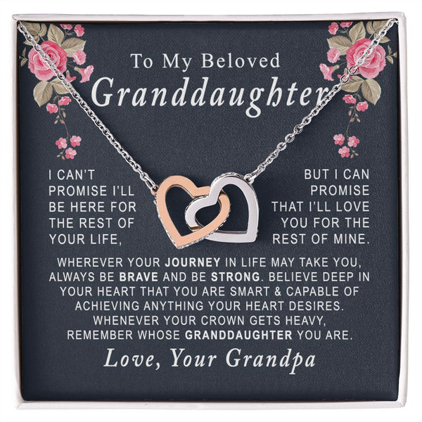 To My Beloved Granddaughter Interlocking Hearts Necklace Gift From Grandpa