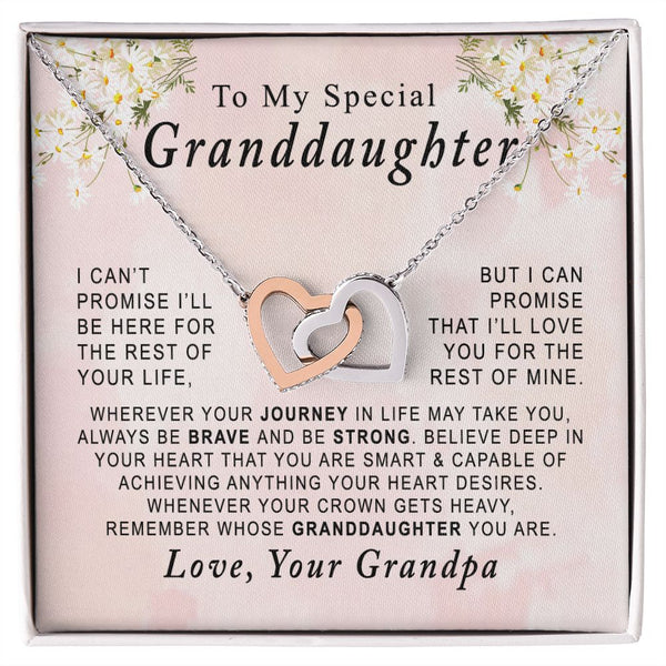 To My Special Granddaughter Interlocking Hearts Necklace Gift From Grandpa