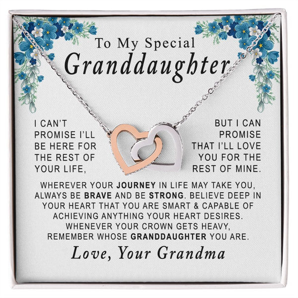 To My Special Granddaughter Interlocking Hearts Necklace Gift From Grandma