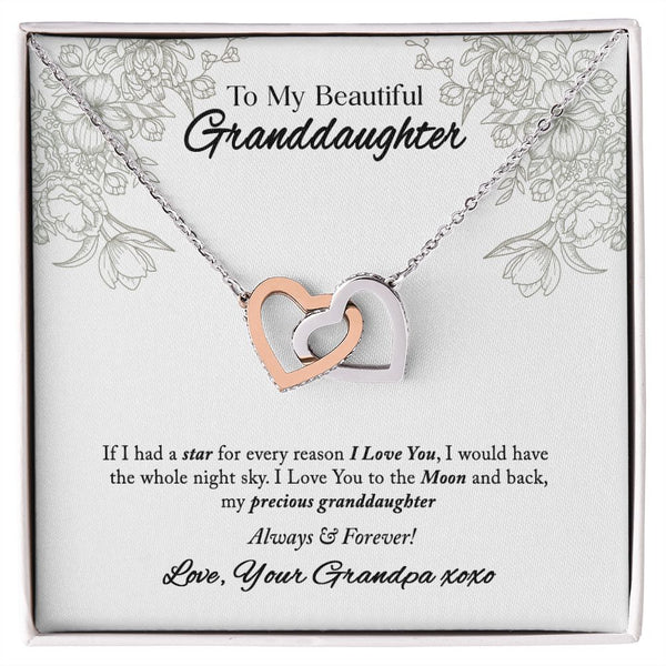 To My Beautiful Granddaughter Interlocking Hearts Necklace Gift From Grandpa
