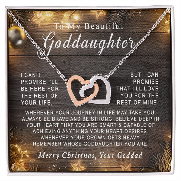 To My Beautiful Goddaughter Merry Christmas Interlocking Hearts Necklace Gift From Godfather