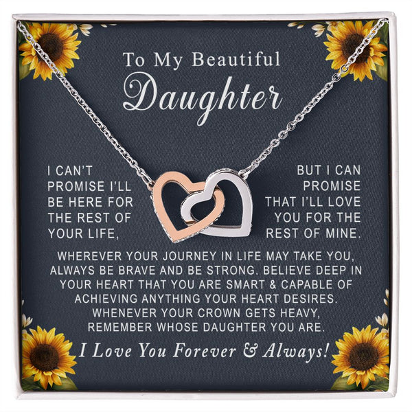 To My Beautiful Daughter Interlocking Hearts Necklace Gift From Mother or Father