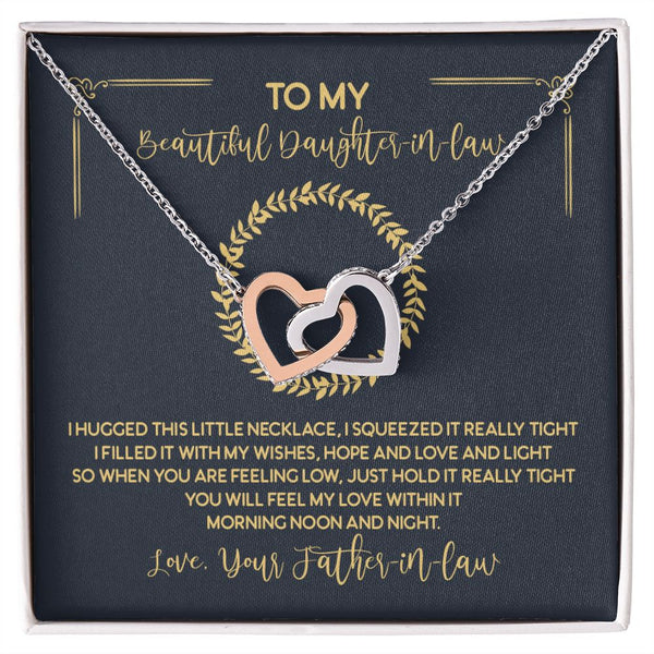 To My Beautiful Daughter-in-law Interlocking Hearts Necklace Gift From Father-in-law