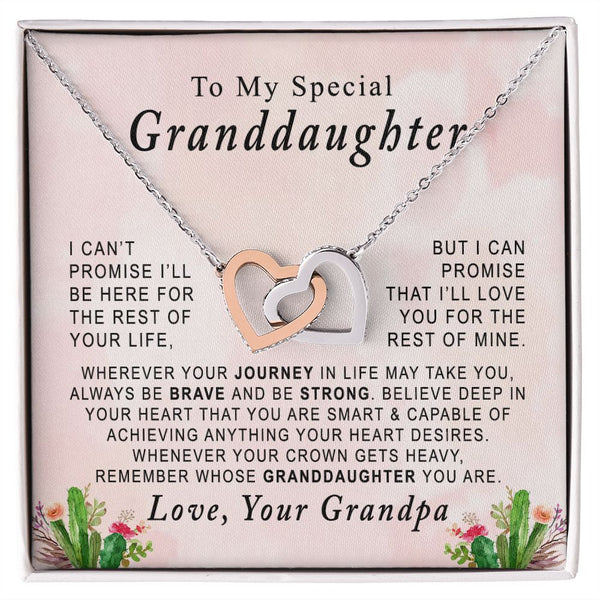 To My Special Granddaughter Interlocking Hearts Necklace Gift From Grandpa