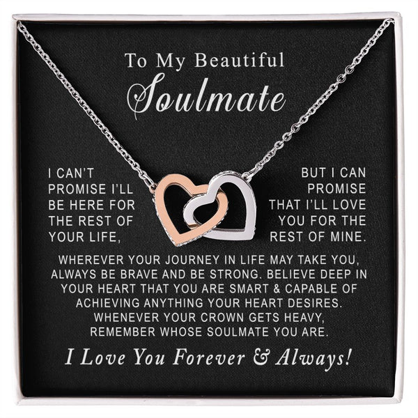 To My Beautiful Soulmate Interlocking Hearts Necklace Gift From Husband or Boyfriend