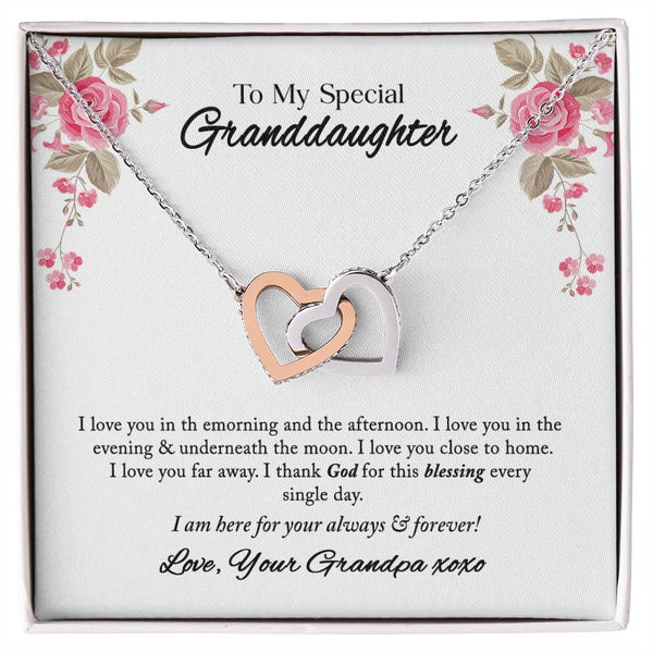 To My Special Granddaughter Interlocking Hearts Necklace Gift From Grandpa