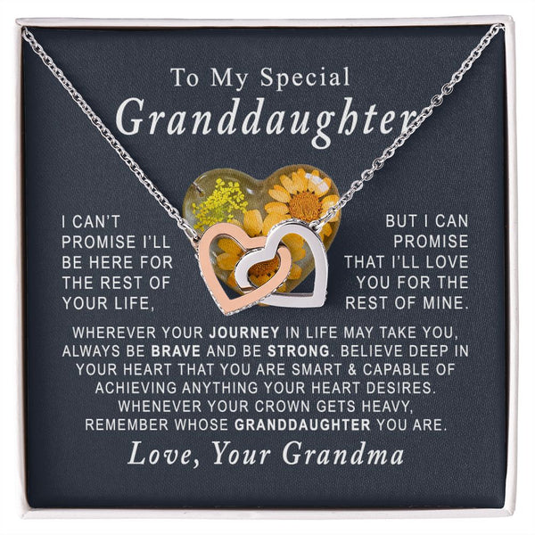 To My Special Granddaughter Interlocking Hearts Necklace Gift From Grandma