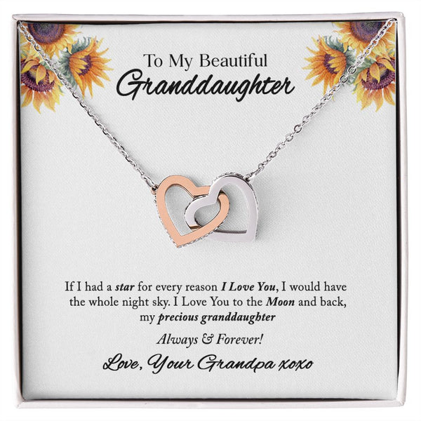 To My Beautiful Granddaughter Interlocking Hearts Necklace Gift From Grandpa