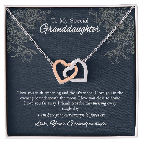 To My Special Granddaughter Interlocking Hearts Necklace Gift From Grandpa