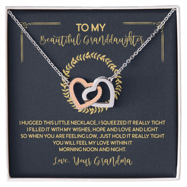 To My Beautiful Granddaughter Interlocking Hearts Necklace Gift From Grandma
