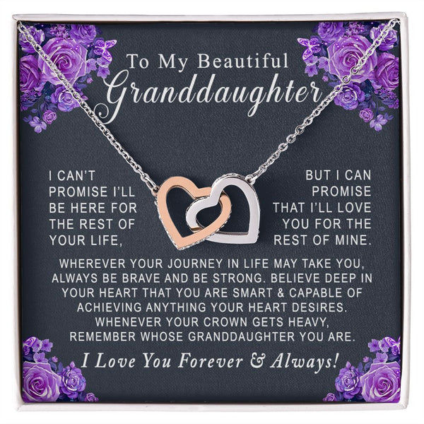 To My Beautiful Granddaughter Interlocking Hearts Necklace Gift From Grandmother or Grandfather