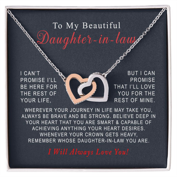 To My Beautiful Daughter-in-law Christmas Interlocking Hearts Necklace Gift From Mother-in-law or Father-in-law