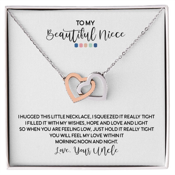 To My Beautiful Niece Interlocking Hearts Necklace Gift From Uncle