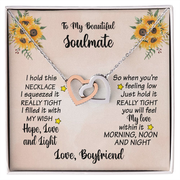 To My Beautiful Soulmate Interlocking Hearts Necklace Gift From Boyfriend