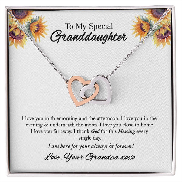 To My Special Granddaughter Interlocking Hearts Necklace Gift From Grandpa