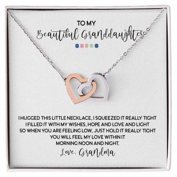 To My Beautiful Granddaughter Interlocking Hearts Necklace Gift From Grandma