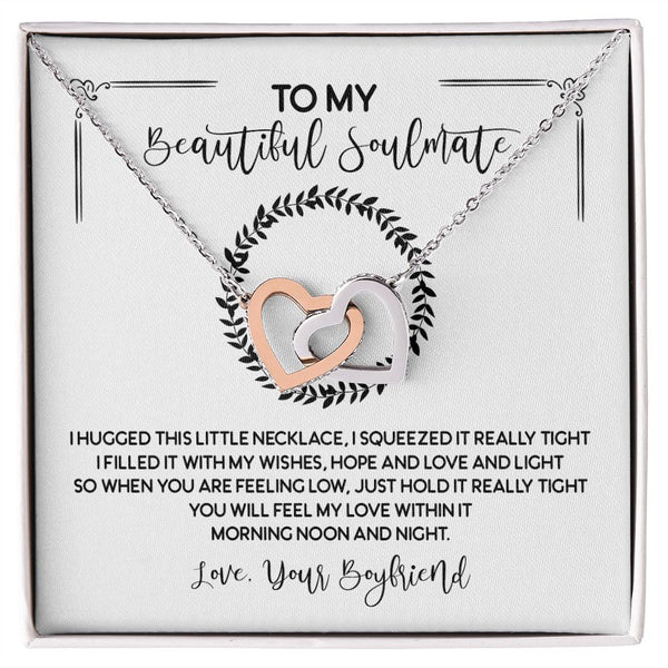 To My Beautiful Soulmate Interlocking Hearts Necklace Gift From Boyfriend