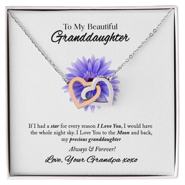 To My Beautiful Granddaughter Interlocking Hearts Necklace Gift From Grandpa