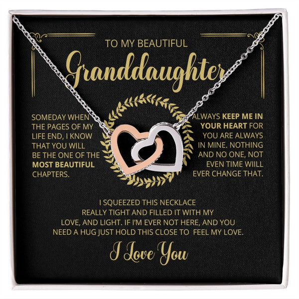 To My Beautiful Granddaughter Interlocking Hearts Necklace Gift From Grandpa or Grandma