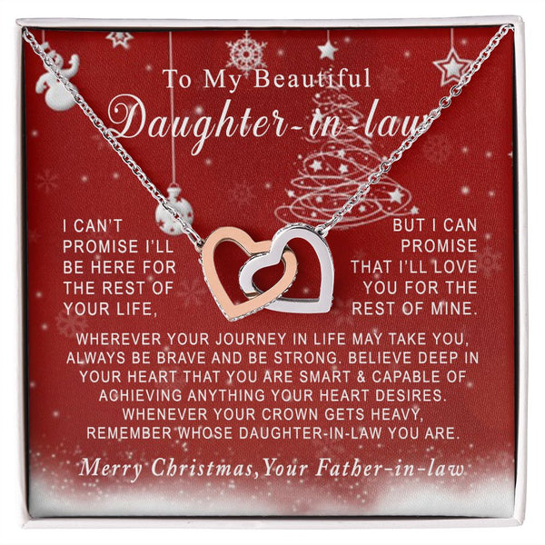 To My Beautiful Daughter-in-law Merry Christmas Interlocking Hearts Necklace Gift From Father-in-law