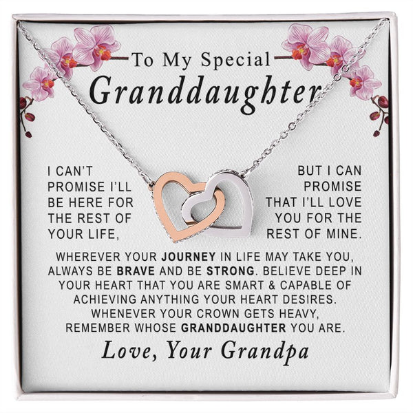 To My Special Granddaughter Interlocking Hearts Necklace Gift From Grandpa