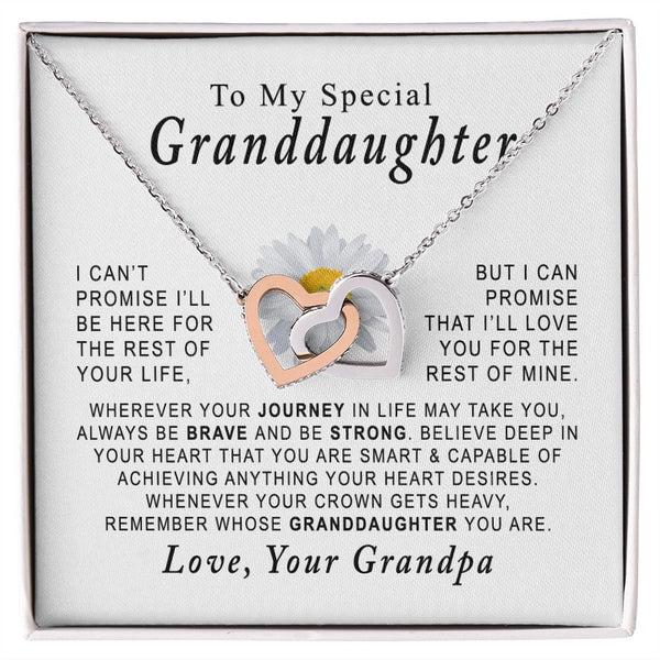 To My Special Granddaughter From Grandpa 9 Interlocking Hearts Necklace Gift