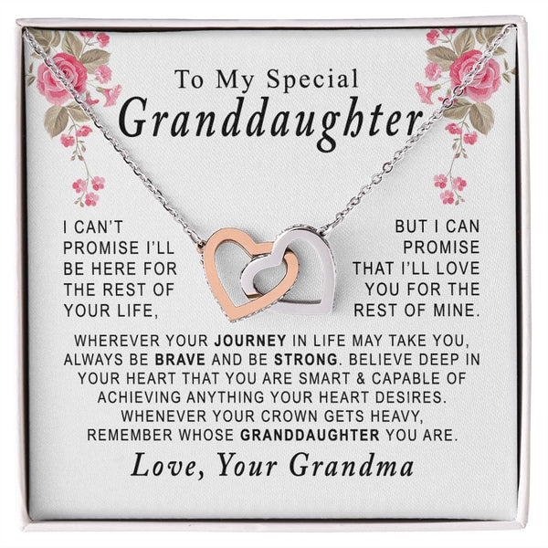 To My Special Granddaughter Interlocking Hearts Necklace Gift From Grandma