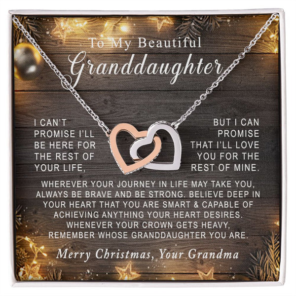 To My Beautiful Granddaughter Christmas Interlocking Hearts Necklace Gift From Grandma