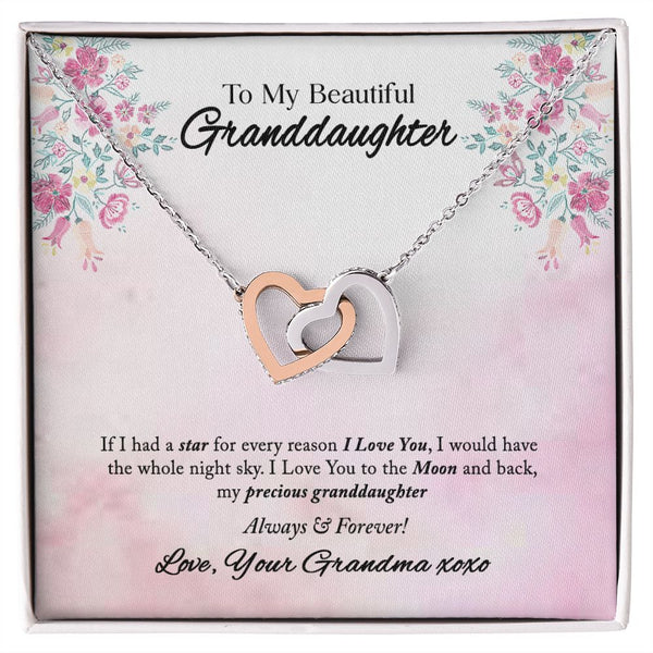 To My Beautiful Granddaughter Interlocking Hearts Necklace Gift From Grandma
