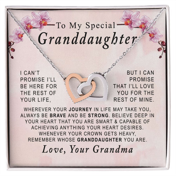 To My Special Granddaughter Interlocking Hearts Necklace Gift From Grandma