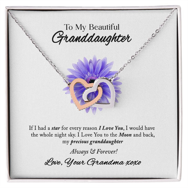To My Beautiful Granddaughter Interlocking Hearts Necklace Gift From Grandma
