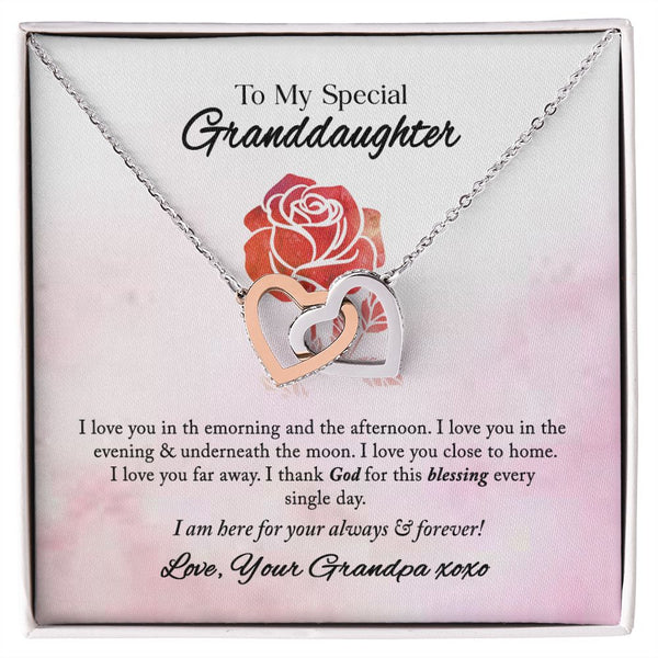 To My Special Granddaughter Interlocking Hearts Necklace Gift From Grandpa