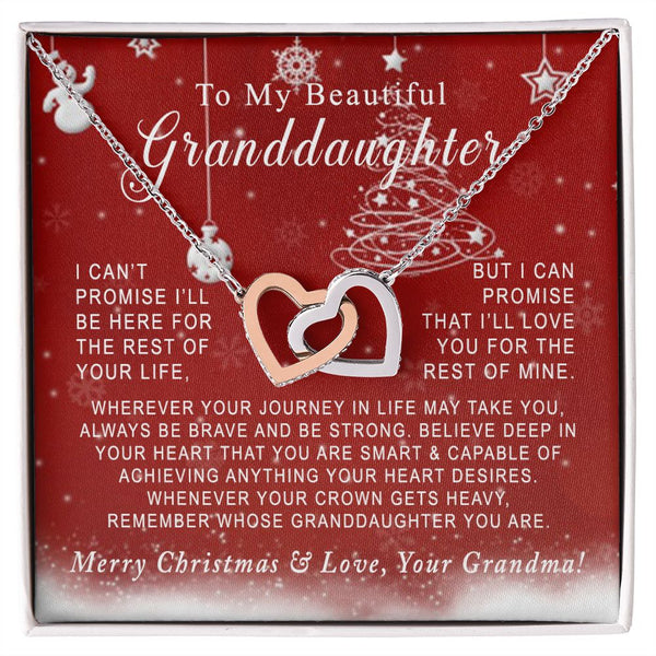 To My Beautiful Granddaughter Merry Christmas Interlocking Hearts Necklace Gift From Grandma