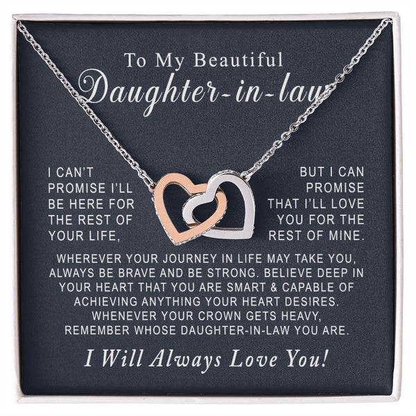 To My Beautiful Daughter-in-law Interlocking Hearts Necklace Gift From Mother-in-law or Father-in-law