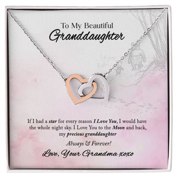 To My Beautiful Granddaughter Interlocking Hearts Necklace Gift From Grandma