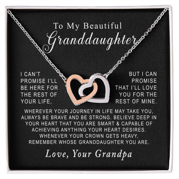 To My Beautiful Granddaughter Interlocking Hearts Necklace Gift From Grandpa