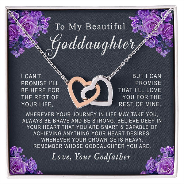To My Beautiful Goddaughter Interlocking Hearts Necklace Gift From Godfather