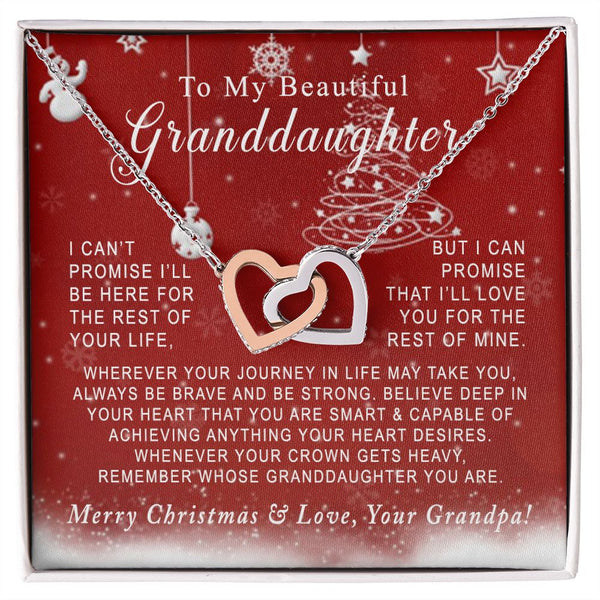 To My Beautiful Granddaughter Merry Christmas Interlocking Hearts Necklace Gift From Grandpa