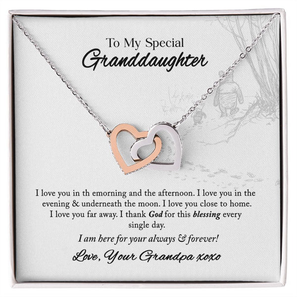 To My Special Granddaughter Interlocking Hearts Necklace Gift From Grandpa