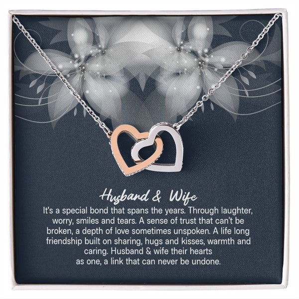 Husband & Wife It's A Special Bond Interlocking Hearts Necklace Gift