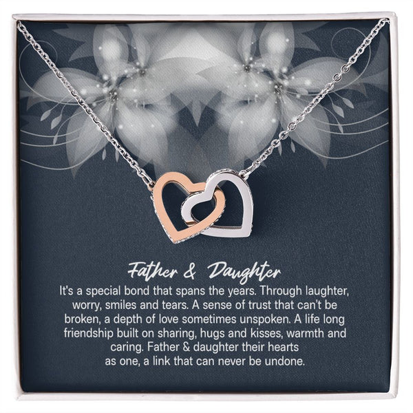 Father & Daughter It's A Special Bond Interlocking Hearts Necklace Gift